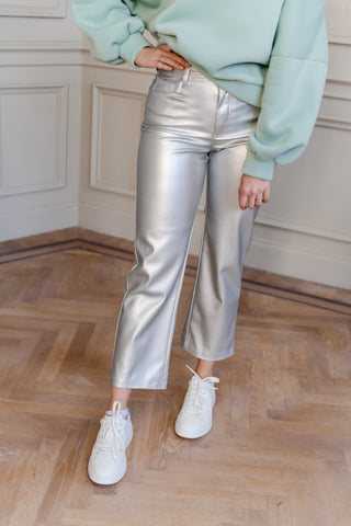 Leather Trousers Silver
