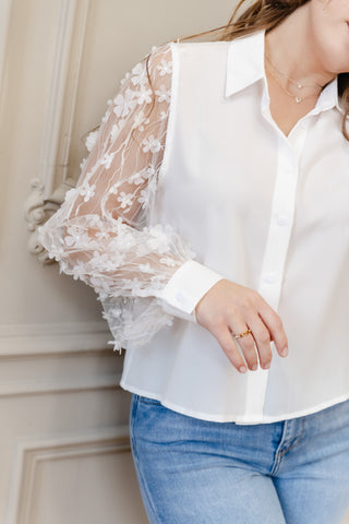 Lace Bloom Blouse White