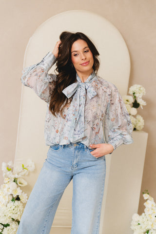 Blossom Bow Blouse Blue