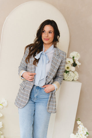 Tweed Blazer Light Blue