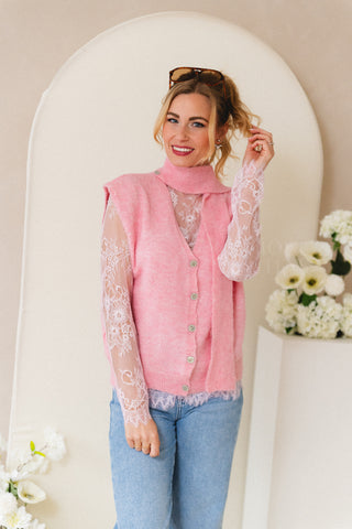 Scarf In One Gilet Pink
