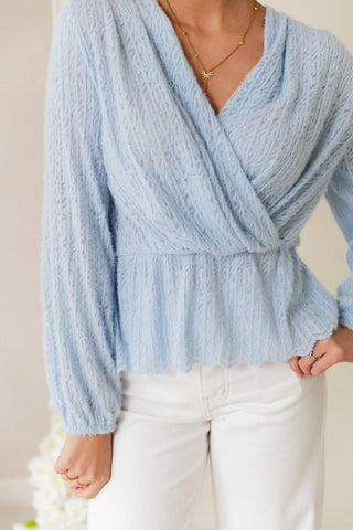 Peplum Blouse Baby Blue