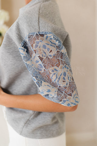 Flower Lace Sleeve Sweater