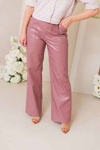 Old Pink Leather Trousers