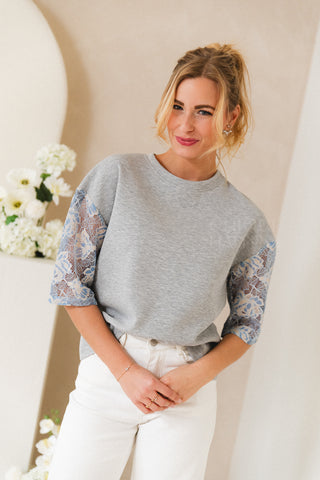 Flower Lace Sleeve Sweater