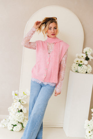 Scarf In One Gilet Pink