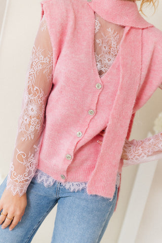 Scarf In One Gilet Pink