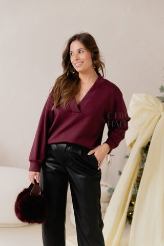 Comfy Sparkle Sweater Bordeaux
