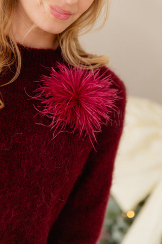 Bordeaux Feather Pin