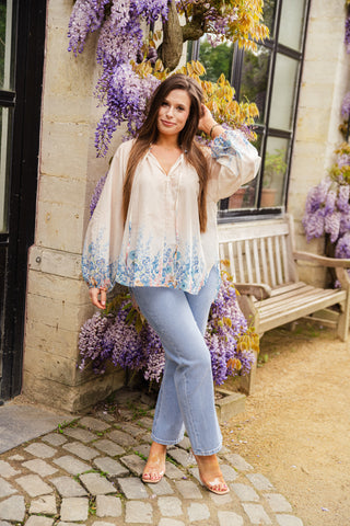 Ombre Blossom Blouse Blue