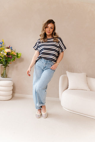 Blue Oversized Striped Shirt