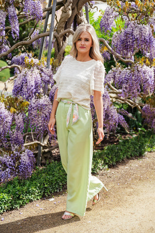 Spring Breeze Linen Trousers Green