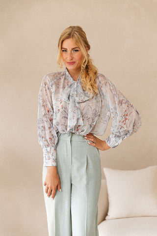 Blossom Bow Blouse Blue