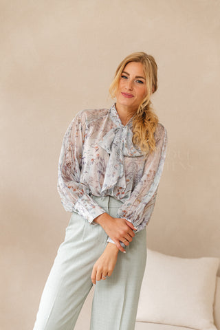 Blossom Bow Blouse Blue