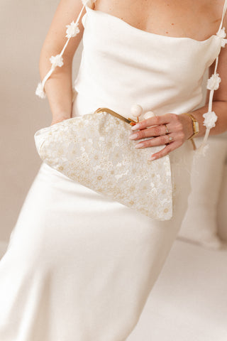 Satin Assymetric Lace Dress White