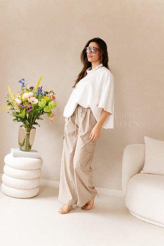 Taupe Stripe Cargo Trousers