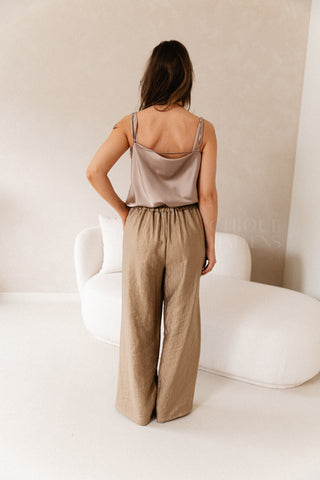 Cascade Satin Top Caramel