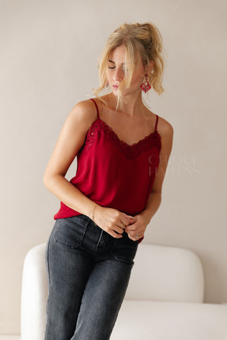 Burgundy Lace Top