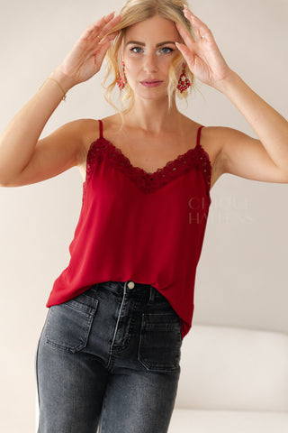 Burgundy Lace Top