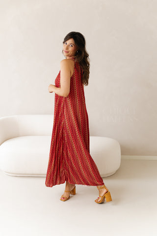 Terracotta Plissé Dress