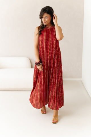Terracotta Plissé Dress