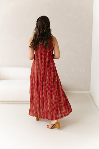 Terracotta Plissé Dress