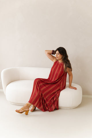 Terracotta Plissé Dress
