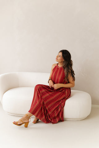 Terracotta Plissé Dress