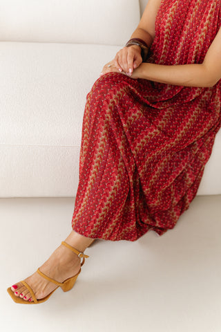 Terracotta Plissé Dress