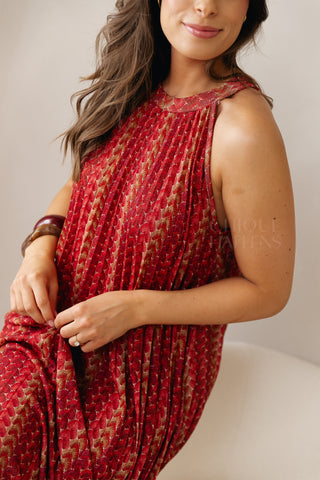Terracotta Plissé Dress