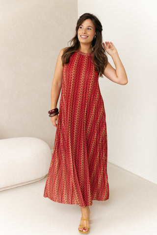 Terracotta Plissé Dress