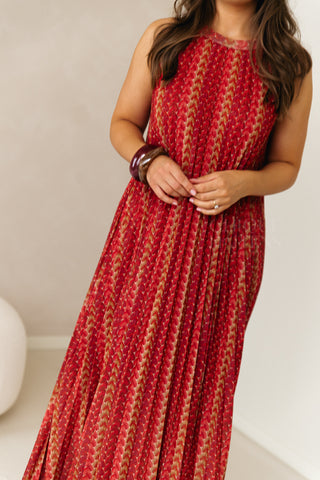 Terracotta Plissé Dress