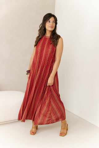 Terracotta Plissé Dress