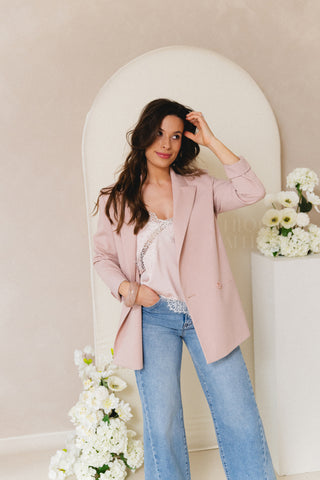 Pink Double Breasted Blazer