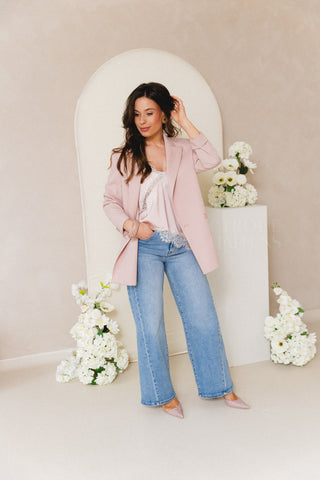 Pink Double Breasted Blazer