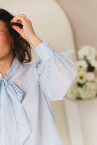 Feather Blouse Baby Blue