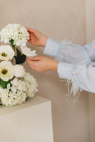 Feather Blouse Baby Blue