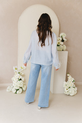 Feather Blouse Baby Blue