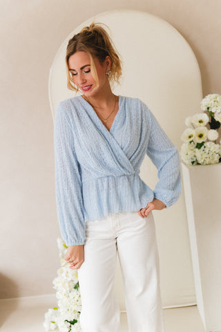 Peplum Blouse Baby Blue