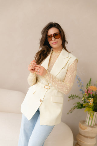 Transparant Lace Top Pastel Yellow