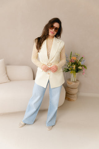 Transparant Lace Top Pastel Yellow