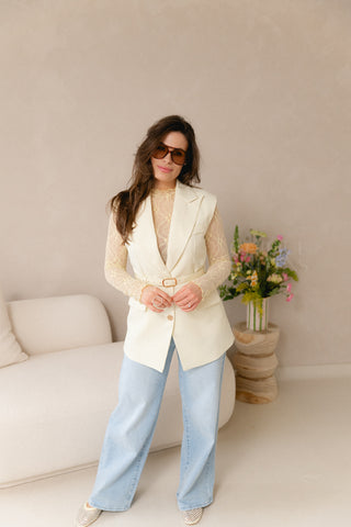 Transparant Lace Top Pastel Yellow