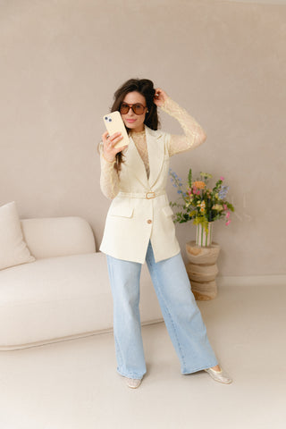 Transparant Lace Top Pastel Yellow