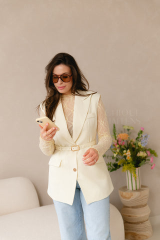 Butter Yellow Sleeveless Blazer