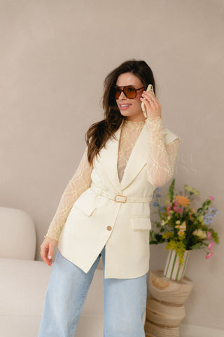 Butter Yellow Sleeveless Blazer