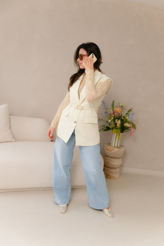 Butter Yellow Sleeveless Blazer