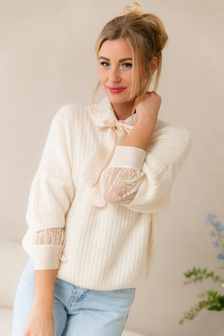 Lacy Bow Blouse Ecru