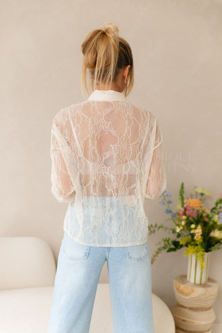 Lacy Bow Blouse Ecru