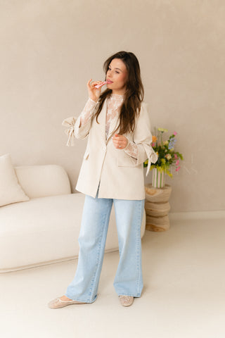 Beige Bow Blazer