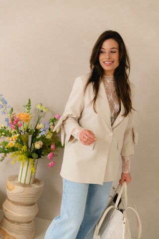 Beige Bow Blazer
